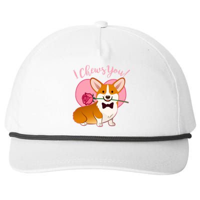 Funny Cute Corgi Valentine I Chews You Snapback Five-Panel Rope Hat