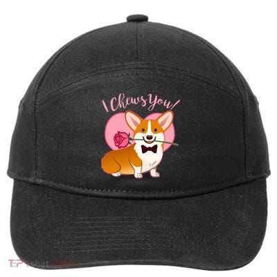 Funny Cute Corgi Valentine I Chews You 7-Panel Snapback Hat