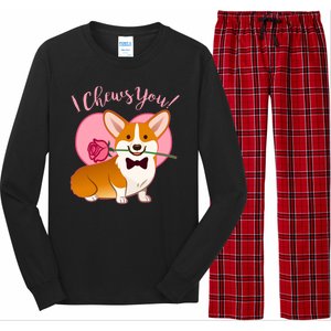 Funny Cute Corgi Valentine I Chews You Long Sleeve Pajama Set