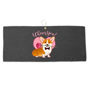 Funny Cute Corgi Valentine I Chews You Large Microfiber Waffle Golf Towel