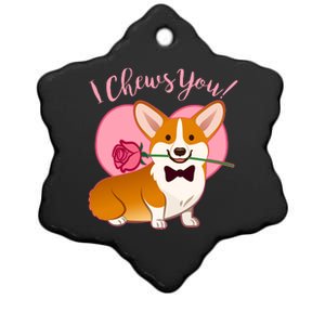 Funny Cute Corgi Valentine I Chews You Ceramic Star Ornament