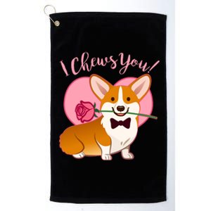 Funny Cute Corgi Valentine I Chews You Platinum Collection Golf Towel