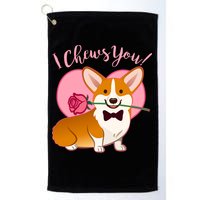 Funny Cute Corgi Valentine I Chews You Golf Towel