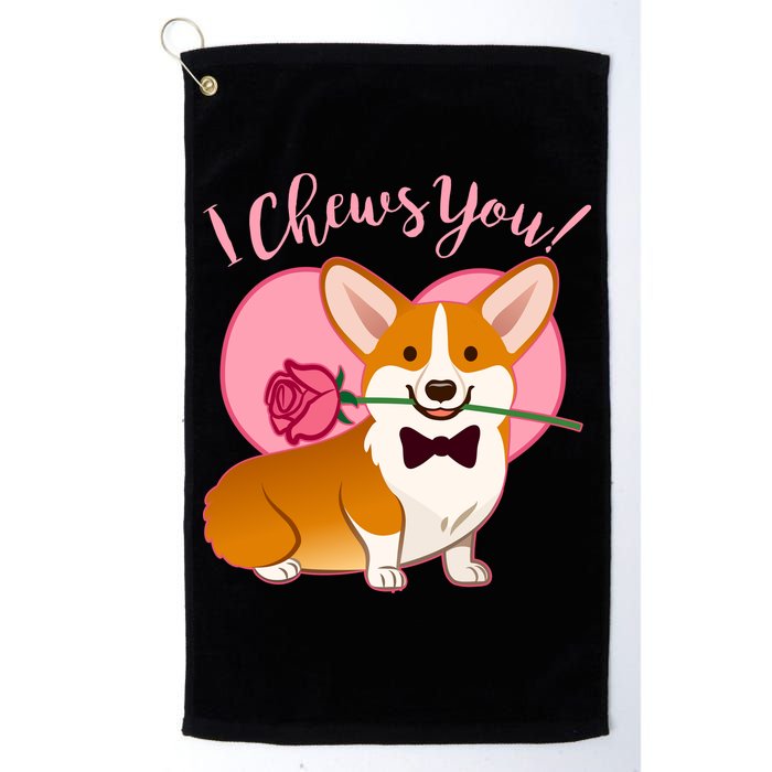 Funny Cute Corgi Valentine I Chews You Golf Towel