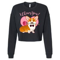 Funny Cute Corgi Valentine I Chews You Cropped Pullover Crew