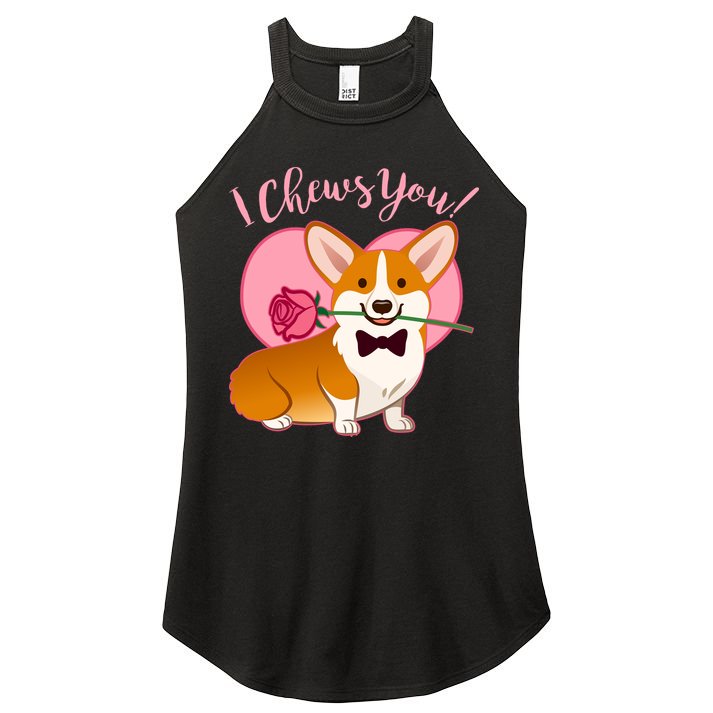 Funny Cute Corgi Valentine I Chews You Women's Perfect Tri Rocker Tank