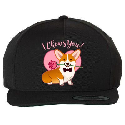 Funny Cute Corgi Valentine I Chews You Wool Snapback Cap