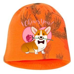 Funny Cute Corgi Valentine I Chews You Kati - Camo Knit Beanie