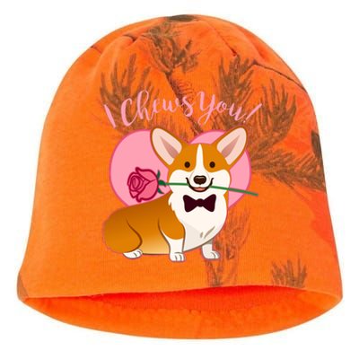 Funny Cute Corgi Valentine I Chews You Kati - Camo Knit Beanie