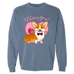 Funny Cute Corgi Valentine I Chews You Garment-Dyed Sweatshirt