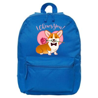 Funny Cute Corgi Valentine I Chews You 16 in Basic Backpack