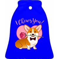 Funny Cute Corgi Valentine I Chews You Ceramic Bell Ornament