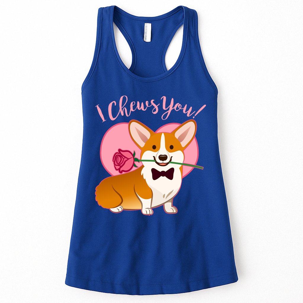 Funny Cute Corgi Valentine I Chews You Womens Tank Top
