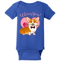 Funny Cute Corgi Valentine I Chews You Baby Bodysuit