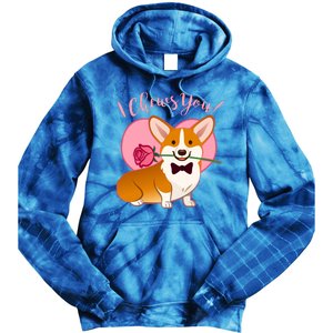 Funny Cute Corgi Valentine I Chews You Tie Dye Hoodie