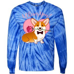 Funny Cute Corgi Valentine I Chews You Tie-Dye Long Sleeve Shirt