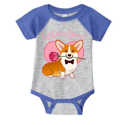 Funny Cute Corgi Valentine I Chews You Infant Baby Jersey Bodysuit