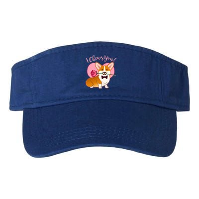 Funny Cute Corgi Valentine I Chews You Valucap Bio-Washed Visor