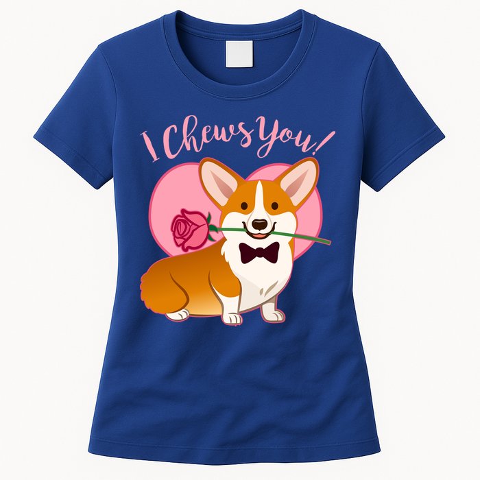 Funny Cute Corgi Valentine I Chews You Womens T-Shirt