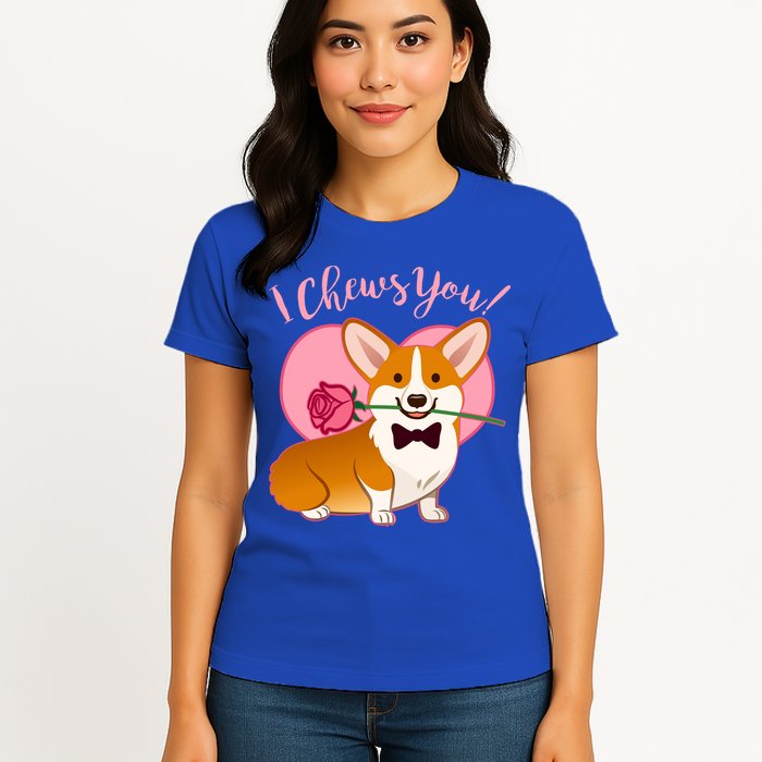 Funny Cute Corgi Valentine I Chews You Womens T-Shirt