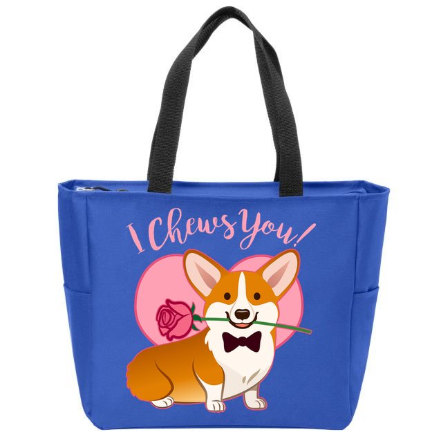 Funny Cute Corgi Valentine I Chews You Zip Tote Bag