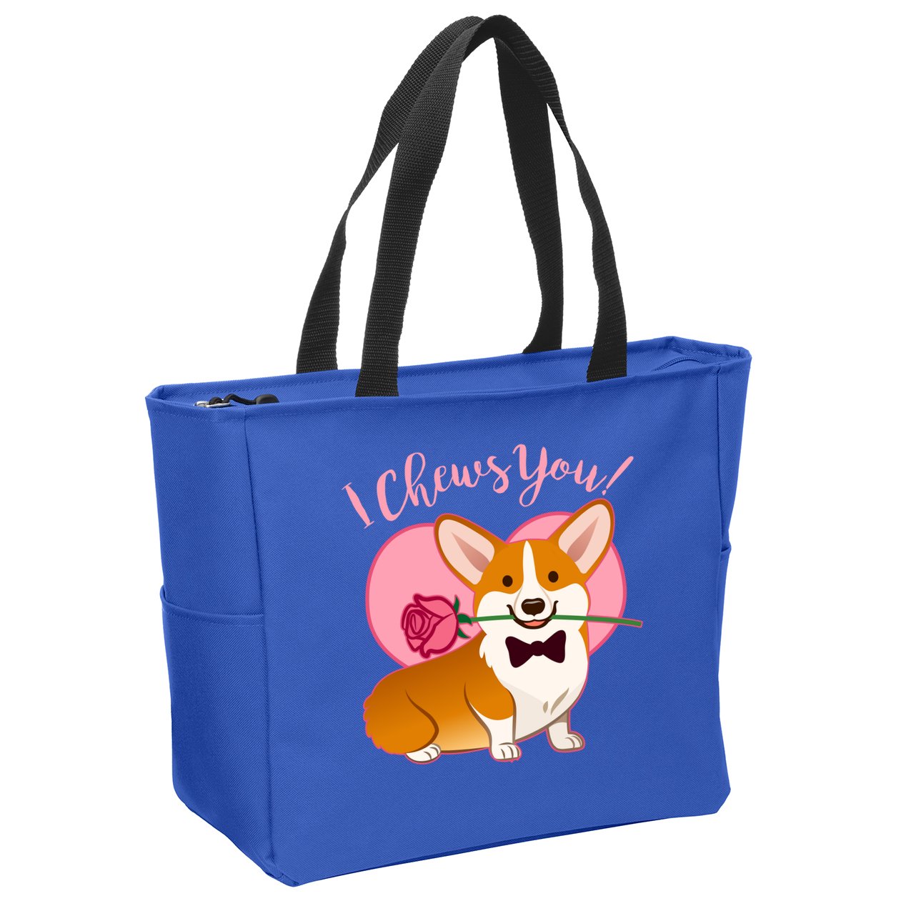 Funny Cute Corgi Valentine I Chews You Zip Tote Bag