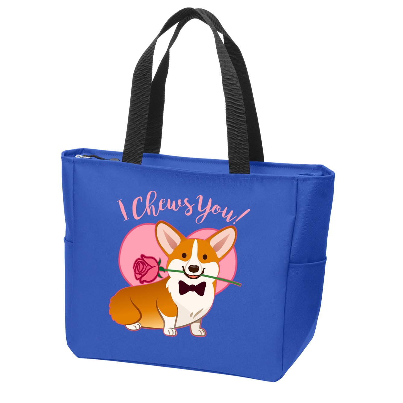 Funny Cute Corgi Valentine I Chews You Zip Tote Bag