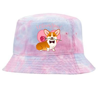 Funny Cute Corgi Valentine I Chews You Tie-Dyed Bucket Hat