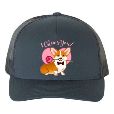 Funny Cute Corgi Valentine I Chews You Yupoong Adult 5-Panel Trucker Hat