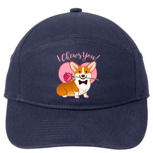 Funny Cute Corgi Valentine I Chews You 7-Panel Snapback Hat