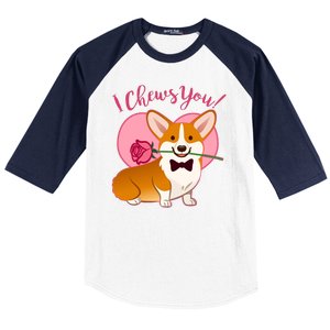 Funny Cute Corgi Valentine I Chews You Baseball Sleeve Shirt