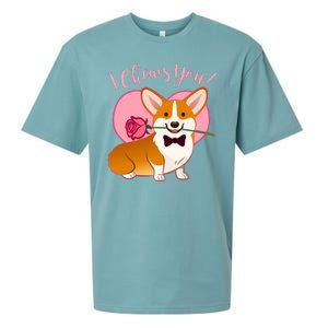 Funny Cute Corgi Valentine I Chews You Sueded Cloud Jersey T-Shirt