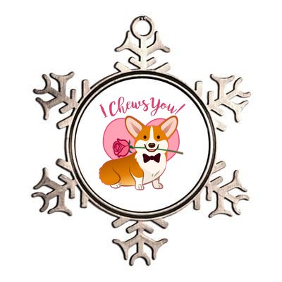 Funny Cute Corgi Valentine I Chews You Metallic Star Ornament