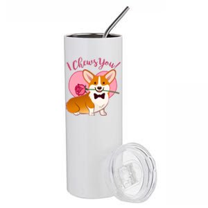 Funny Cute Corgi Valentine I Chews You Stainless Steel Tumbler