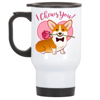 Funny Cute Corgi Valentine I Chews You Stainless Steel Travel Mug