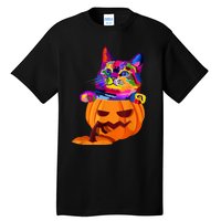 Funny Cute Colorful Cat Halloween Costume Pumpkin Tall T-Shirt