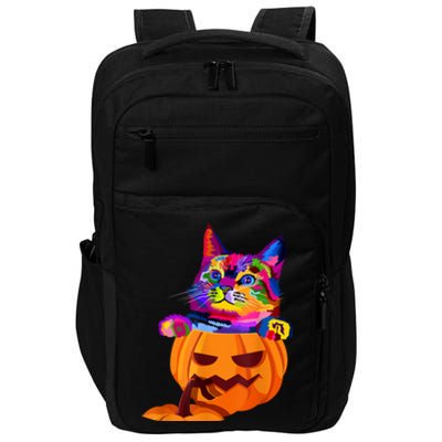 Funny Cute Colorful Cat Halloween Costume Pumpkin Impact Tech Backpack