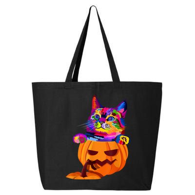 Funny Cute Colorful Cat Halloween Costume Pumpkin 25L Jumbo Tote