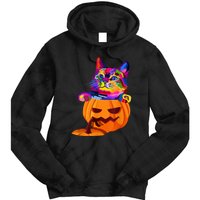 Funny Cute Colorful Cat Halloween Costume Pumpkin Tie Dye Hoodie