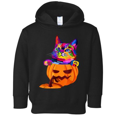 Funny Cute Colorful Cat Halloween Costume Pumpkin Toddler Hoodie