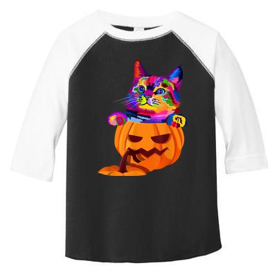 Funny Cute Colorful Cat Halloween Costume Pumpkin Toddler Fine Jersey T-Shirt