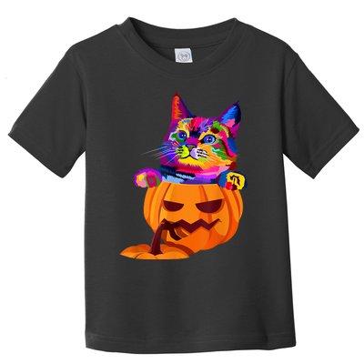 Funny Cute Colorful Cat Halloween Costume Pumpkin Toddler T-Shirt