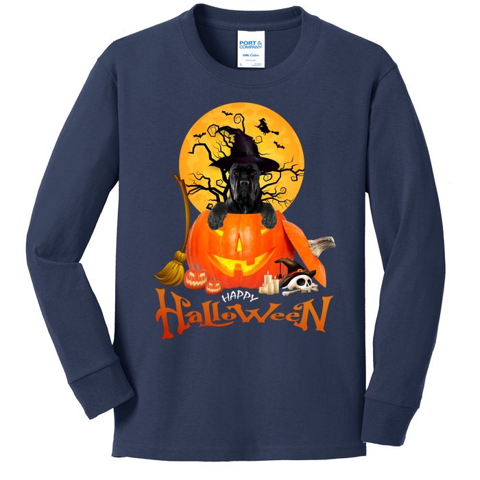 Funny Cane Corso Dog Spooky Halloween Kids Long Sleeve Shirt