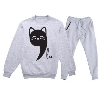 Funny Cat Comma La Kamala Harris For President 2024 Election Premium Crewneck Sweatsuit Set