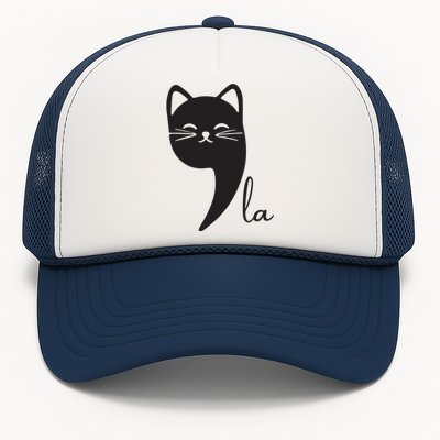 Funny Cat Comma La Kamala Harris For President 2024 Election Trucker Hat