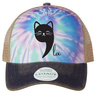 Funny Cat Comma La Kamala Harris For President 2024 Election Legacy Tie Dye Trucker Hat