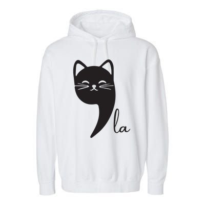 Funny Cat Comma La Kamala Harris For President 2024 Election Garment-Dyed Fleece Hoodie