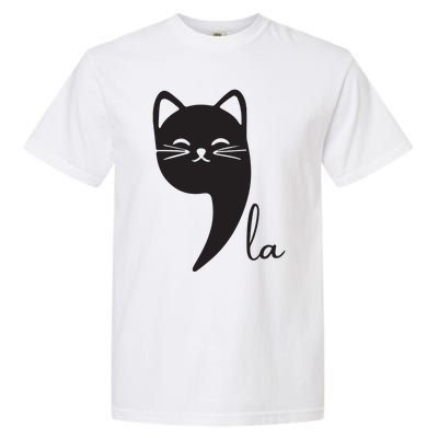 Funny Cat Comma La Kamala Harris For President 2024 Election Garment-Dyed Heavyweight T-Shirt