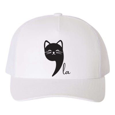 Funny Cat Comma La Kamala Harris For President 2024 Election Yupoong Adult 5-Panel Trucker Hat