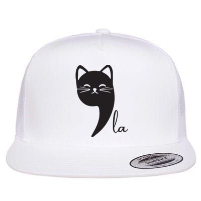 Funny Cat Comma La Kamala Harris For President 2024 Election Flat Bill Trucker Hat